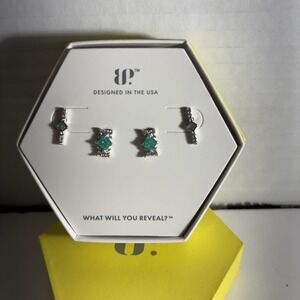 Bomb Party Earrings RBP6578 "Dreaming of Jewels" Teal Ice Crystal On Rhodium